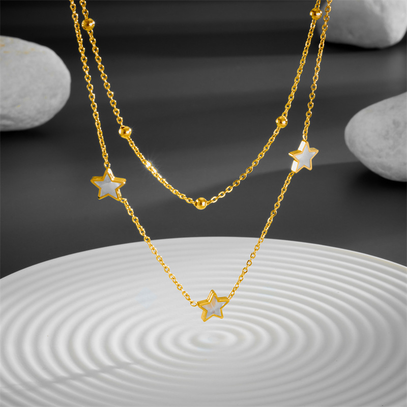 Mode Star Acier Au Titane Placage Incruster Coquille Collier En Couches 1 Pièce display picture 2