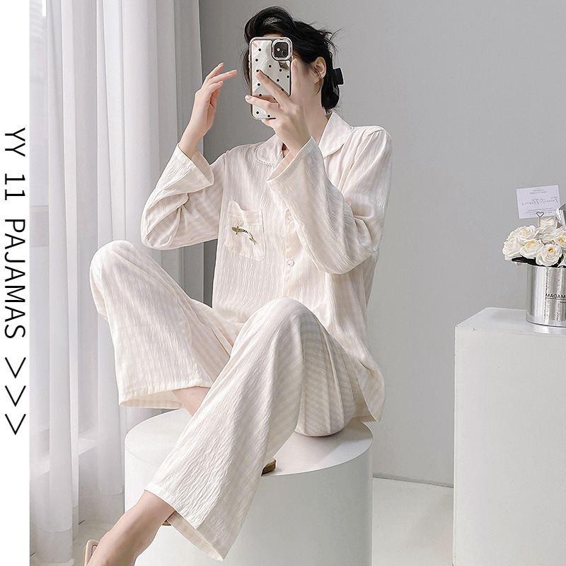 Cross-Border Custom-Made Cloud Cotton Pajamas for Women, Long-Sleeved Set, Customizable Sizes, Multiple Patterns, Longcheng Earth Village