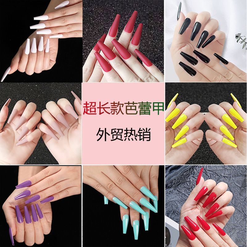 Nail hot sale European and American style long coffin Nail trapezoidal fake Nail piece solid color bright oil boxed 24 pieces ballet Nail Nail hot sale European and American style long coffin Nail trapezoidal fake Nail piece solid color bright oil boxed 24 pieces ballet Nail
