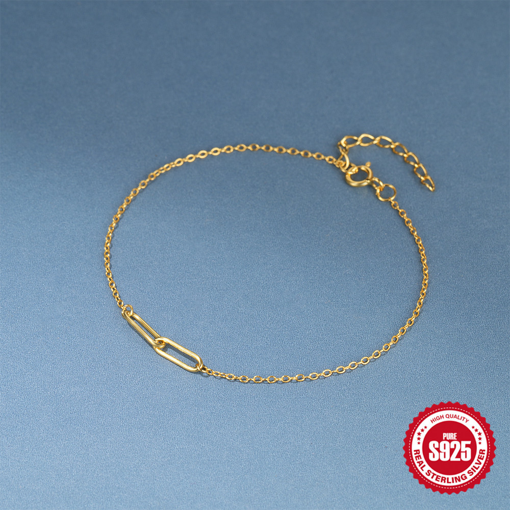 El nuevo s925 de plata de ley, elegante y simple, superficie de paisaje ins con clip, temperamento apilado, pulsera versátil