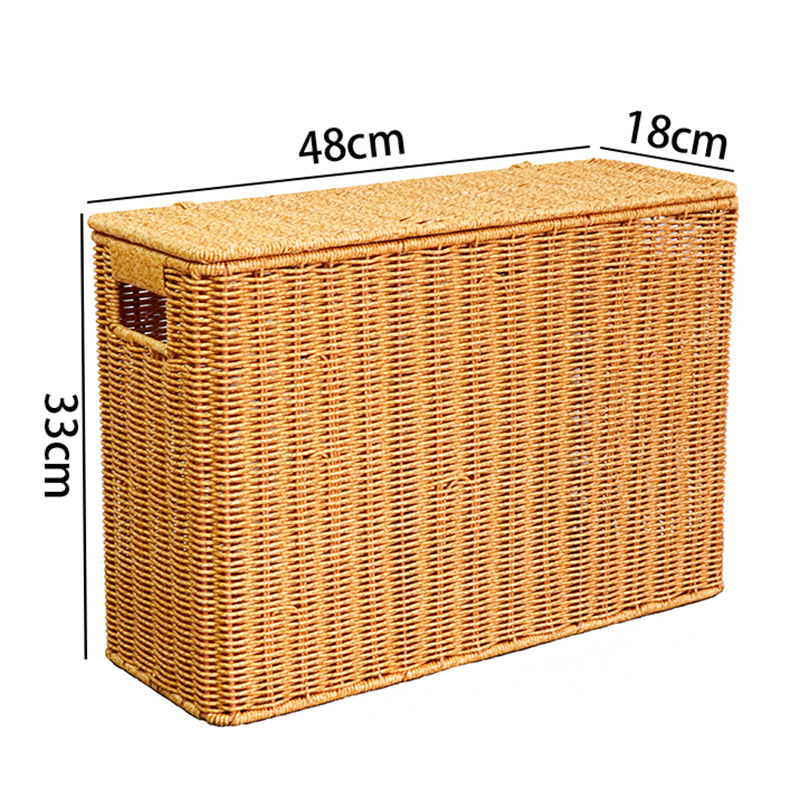 狭い高型蓋付き収納ボックス家庭用隙間雑誌バスケット籐編み収納ボックス壁角ソファコーナー収納ボックス