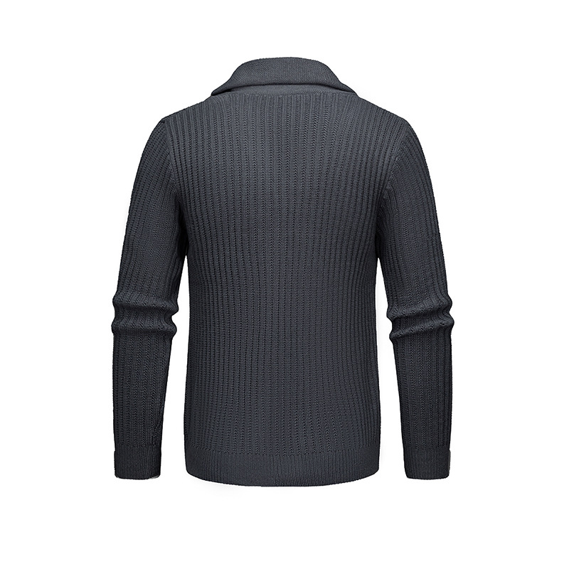 Cardigan de punto de hombre otoño-invierno con solapa nueva moda de mediana edad para usar hebilla suelta suéter de cuello en V para hombre