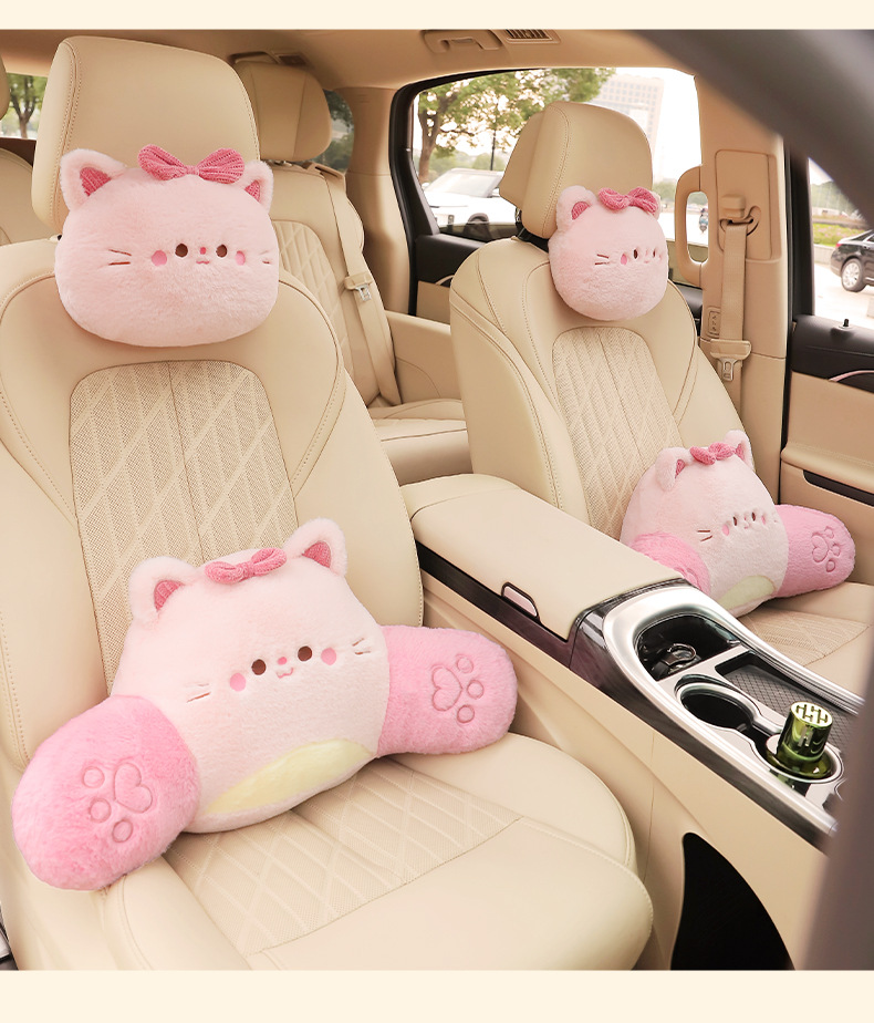 Car Headrest Waist Car Cartoon Pillow Cushion Plush Cute Seat Neck Pillow Seat Back Waist Car Car Supplies