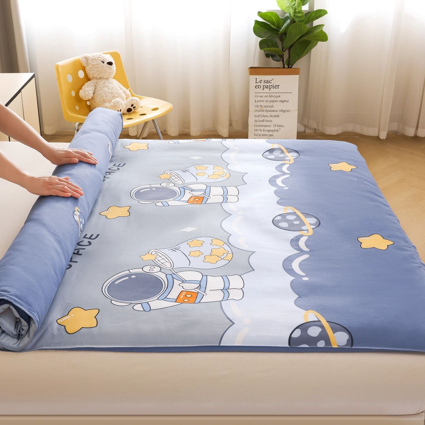 Colchón de algodón desmontable y lavable de Xinjiang con cubierta de colchón dormitorio de estudiantes colchón de cama individual colchón de dibujos animados para niños