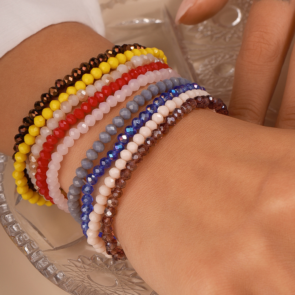 7g Weight Bracelets Classification Glass Chain Material Beaded Chain Chain Type 1 Piece Quantity Holiday, Daily Occasion Glass Material Solid Color Pattern All Seasons Season Unisex Gender Simple Style, Classic Style Style Simple Style Classic Style Solid Color Glass Beaded Chain Beaded Bracelets Wholesale 5