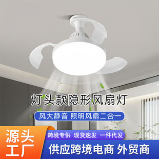 Cross-Border New Household Screw Invisible Fan Light Kitchen Bedroom Small Silent Ceiling Fan Light Led Fan Light