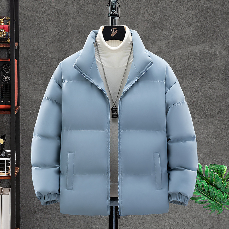 2024 nueva chaqueta de algodón principal para hombres, chaqueta de algodón caliente gruesa y suelta de cuello vertical, chaqueta de algodón frío