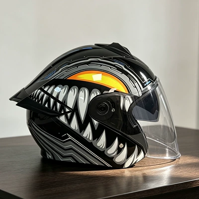 Electric motorcycle helmet for cross-border trade, unisex, dual-lens safety helmet, suitable for self-media live streaming, available for dropshipping (Motosiklet kaskı (dəbilqə)) - op05-venom-transparent-lenses-m
