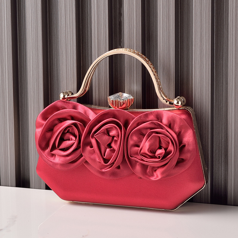 Nuevo bolso de cena de flores de seda transfronteriza vestido a juego bolso de fiesta bolso de diamantes portátil bolso de noche de venta directa de fábrica