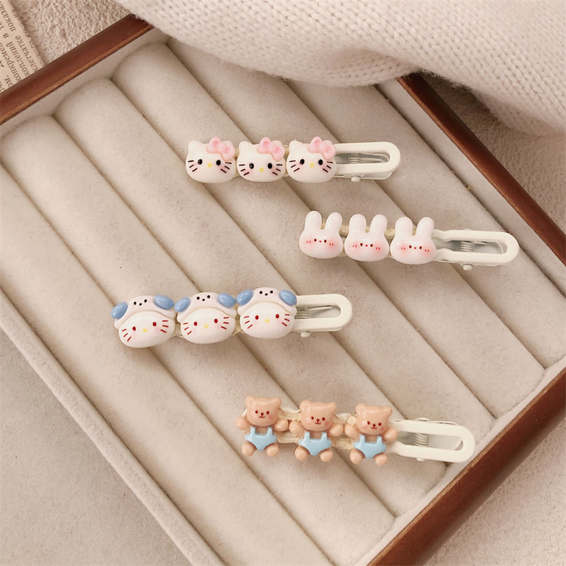 Cartoon Rabbit and Bear Hair Clips, Cute Cat Side Clips, Hairpins, Hair Accessories Wholesale