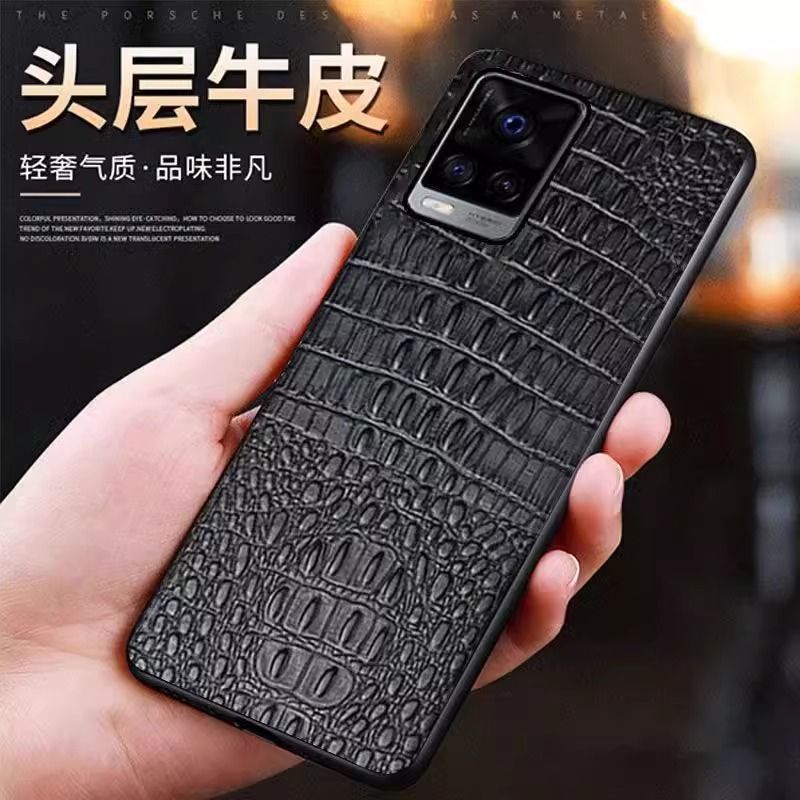 VIVOS10 Phone Case Real Layer Cow Leather Crocodile Pattern S10pro Full Hanging S9e Men's S7t Trendy S6