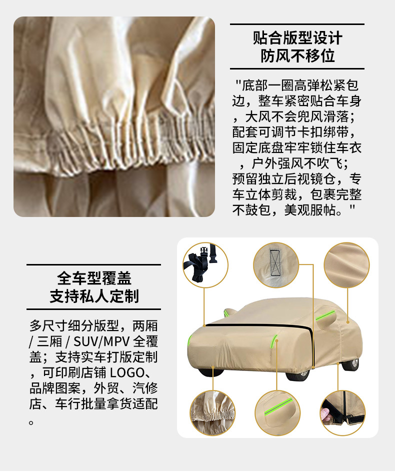 Cross-border car cover made of Oxford fabric, tear-resistant, thickened, sun-proof, heat-insulating, and waterproof car cover