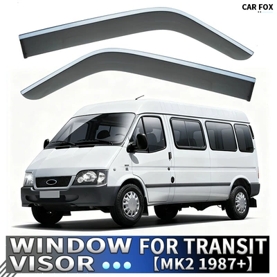 Suitable for Overseas Ford Transit Window Visors and Wind Deflectors (Rain shield) - standard-packaging-without-logo-ford-transit-ts-international-edition-2pcs-mk2-1987-with-bright-strips-rain-shield