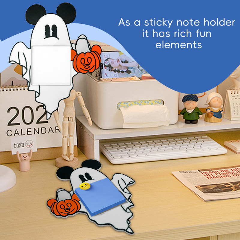 跨境新款 万圣节闹鬼米奇便利贴架桌面创意明信片便签盒现货