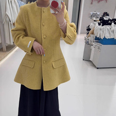 2025秋冬季新款圆领短款小个子收腰正肩双面呢羊毛大衣女外套