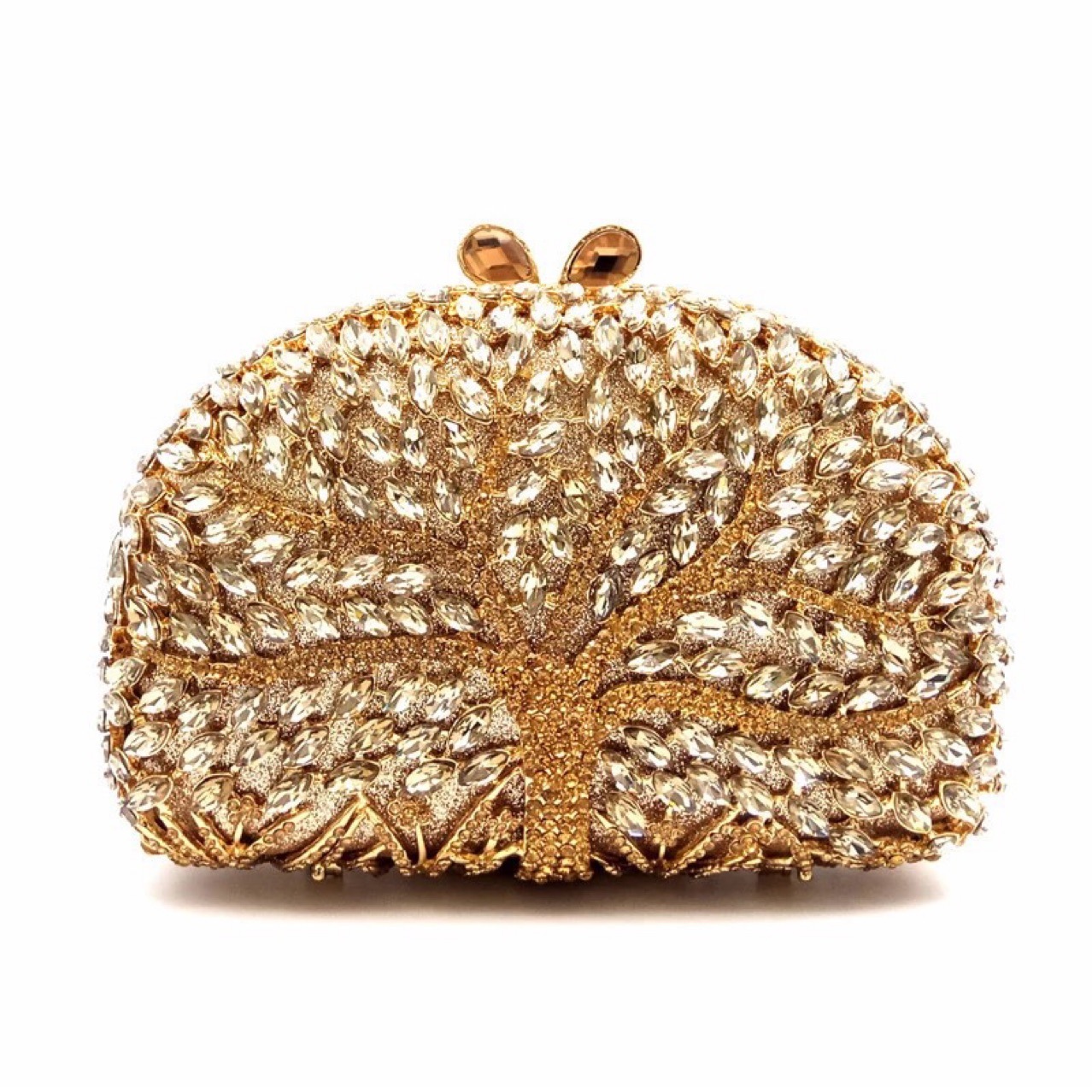 * Nuevo metal hueco transfronterizo árbol cielo incrustado bolso de banquete de diamantes bolso de mano de mujer