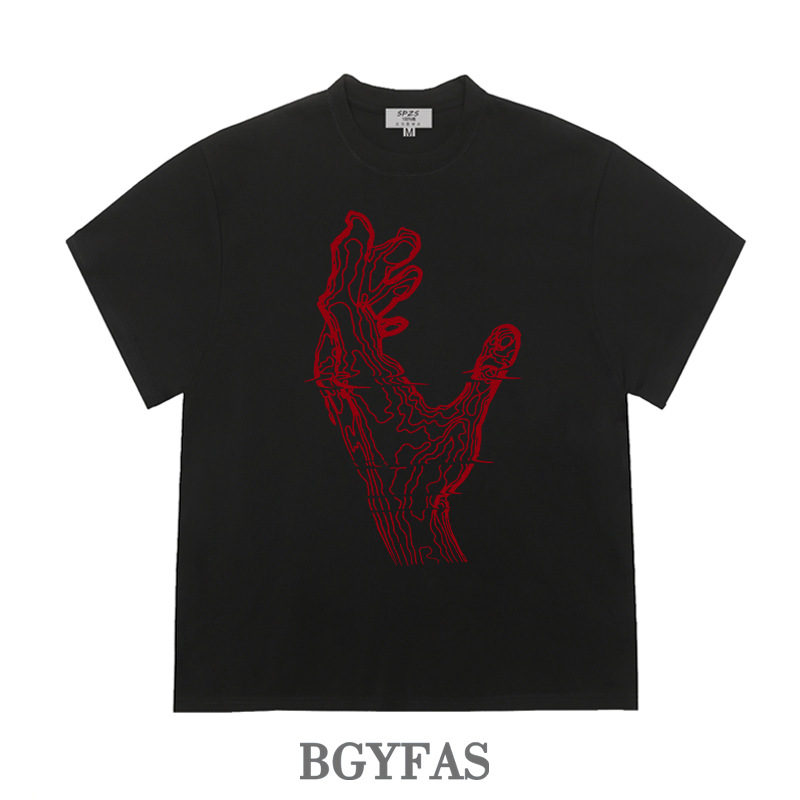 220g Heavyweight American Retro Niche Design Pure Cotton Trendy Brand Loose and Versatile Printed Short-Sleeved T-Shirt Bottoming Shirt for Men