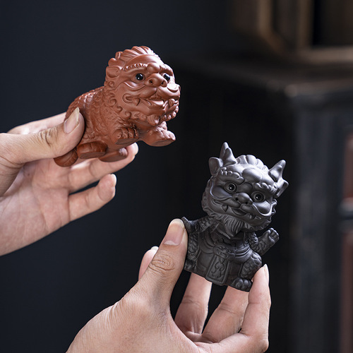 Creative Ornament Purple Clay Pixiu Tea Pet Tea Ceremony Accessory Exquisite Cute Dragon King and Dragon Girl Livable Qilin Tea Pet Ornament