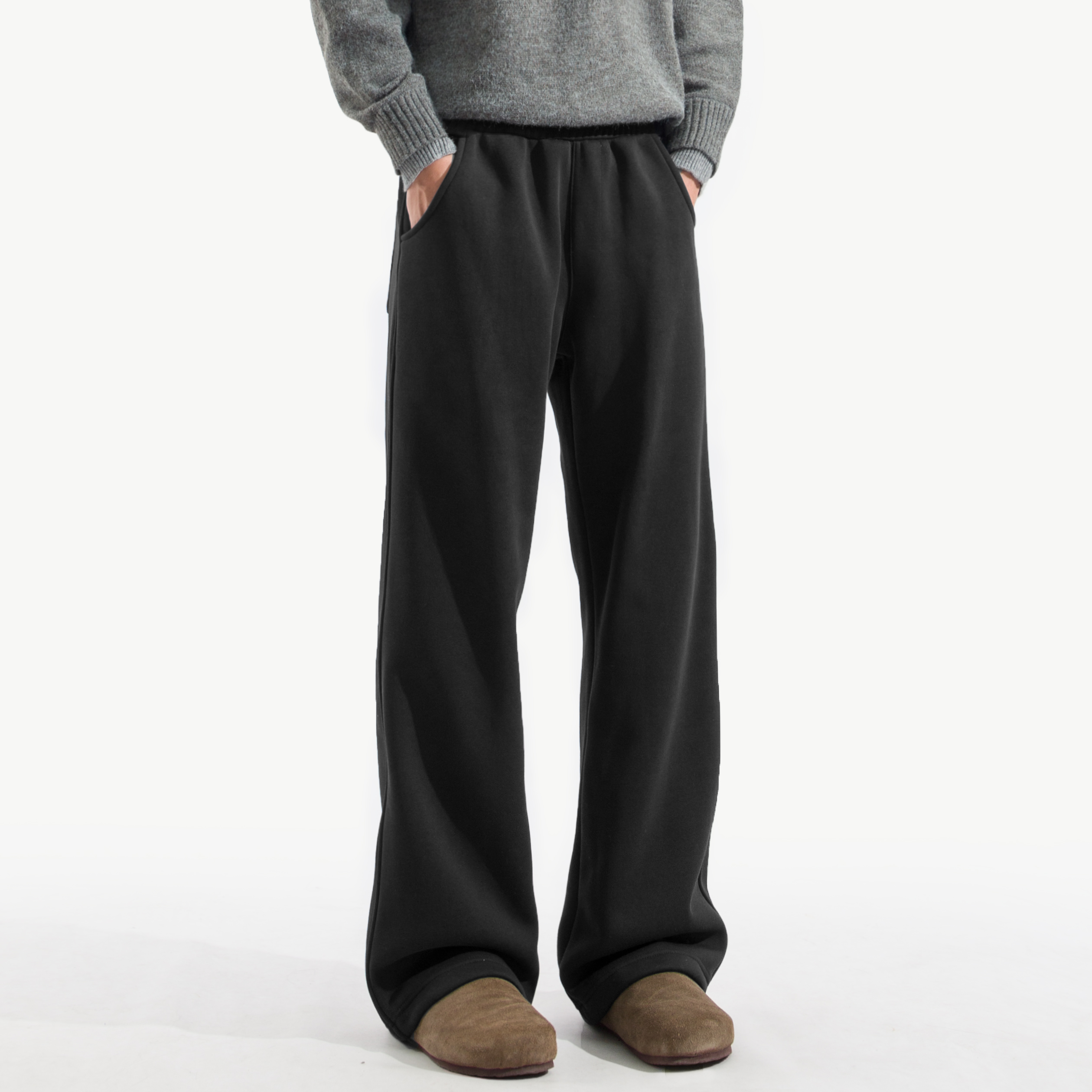 xhh秋季新黑色卫裤男生美式休闲动裤阔腿微喇直筒裤日系宽松