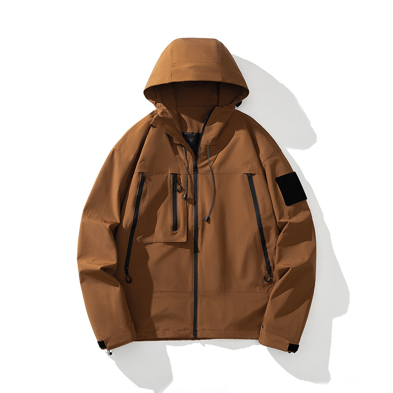 Chaqueta al aire libre transfronteriza hombre a prueba de viento impermeable montaña trajes de asalto herramientas pareja de comercio exterior pesca montaña chaqueta con sombrero