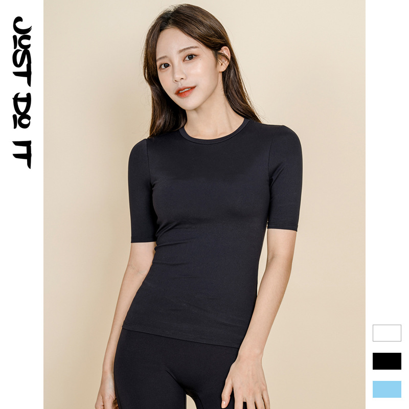 2021春夏季新品運動速幹瑜伽服短袖女時尚網紅健身瑜伽上衣女批發