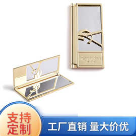 源头厂家制作方形网红高清镜子金属大牌欧式简约便携折叠化妆镜
