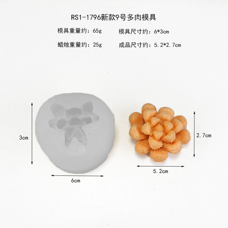 亚马逊ins多肉模具多肉布丁翻糖蛋糕装饰硅胶模具diy香薰蜡烛模具详情15