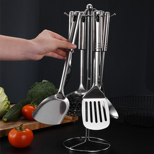 Kitchen kitchenware seven-piece spatula stir-fry spatula stainless steel 1mm thick nine-bead kitchenware suit gift