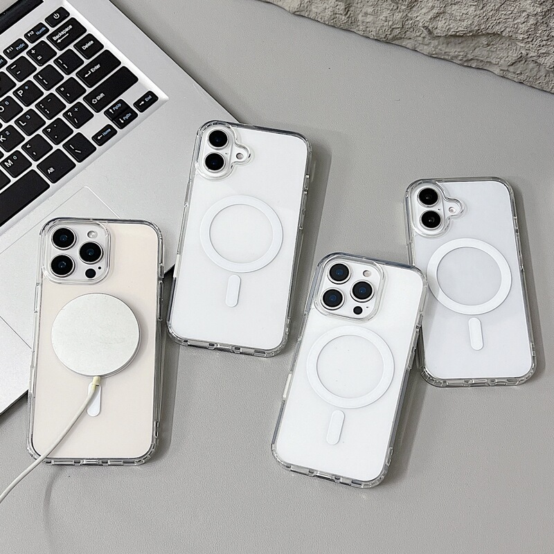AI一体按键适用苹果16手机壳iPhone17软边PC硬底高清透明magsafe|undefined