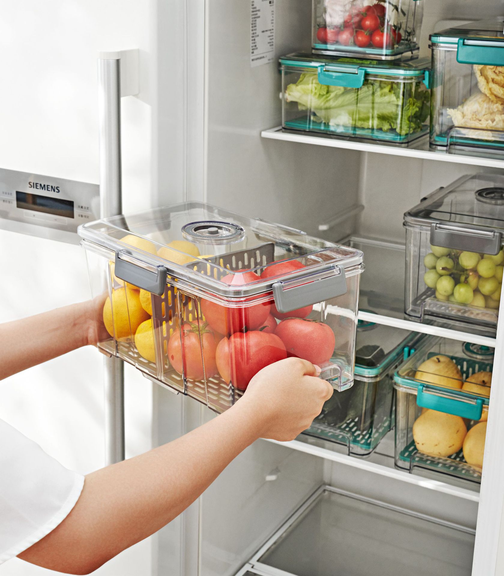 家用抽真空保鲜收纳盒食品密封透明沥水罐厨房冰箱冷冻收纳储物盒详情8