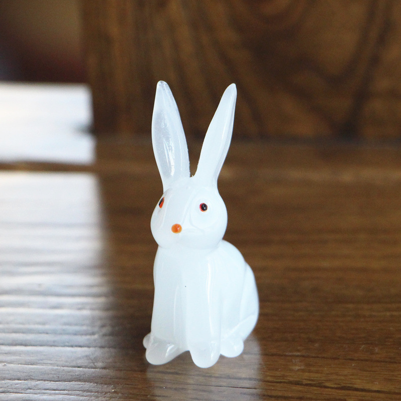 BK9K批发淄博特产琉璃兔松鼠金鱼办公室玻璃小摆件微景观造景仿真