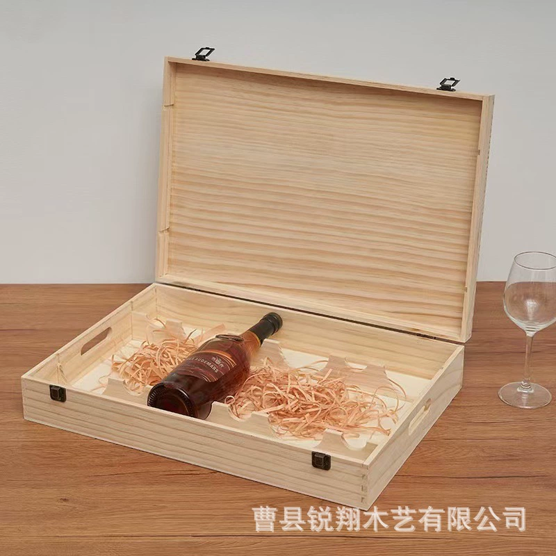 Простые шесть винных деревянных коробок с откидными крышками с замками для красного вина