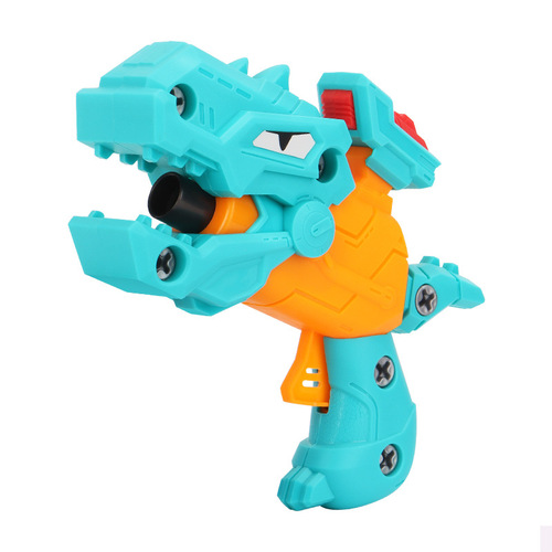 Children's DIY assemble-disassemble soft elastic dinosaur gun non-electric toy gun intelligence puzzle screw assembly disassembly toy gun
