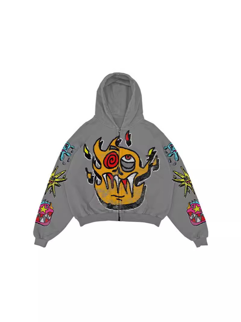 Men's Clothing European And American Trendy Brand Sweatshirt 3D Digital Printing Y2K Retro Unisex Loose Hoodie Sweatshirt_viptrois.com