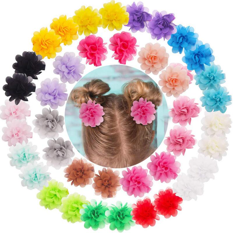 アマゾンの欧米の子供のヘアピンの蝶結びの前髪はシフォンの花を挟みます。|undefined