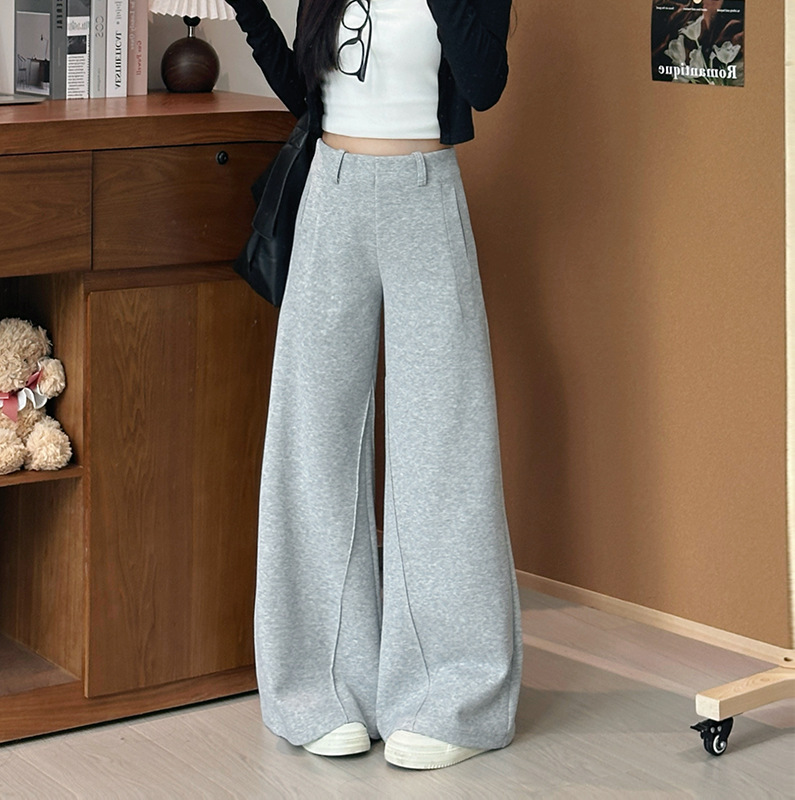 Curved Hem Casual Pants for Women 2026 Spring and Autumn New Fashion Korean Style Trendy Loose Drapey Floor-Length Wide-Leg Pants
