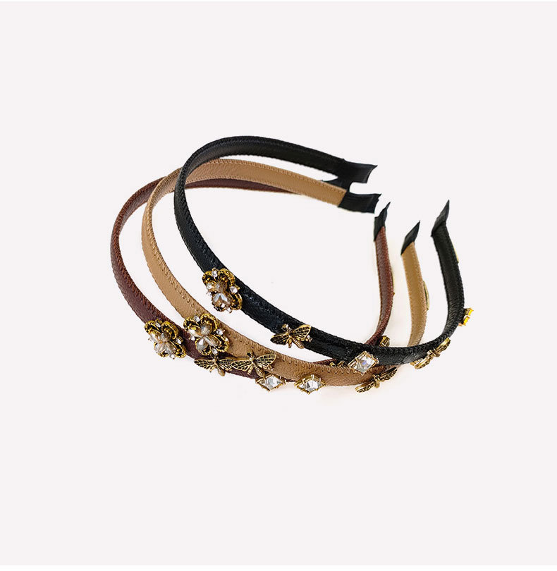 Korean Style Leather Bee Flower Thin Headband Wholesale Jewelry Nihaojewelry display picture 3