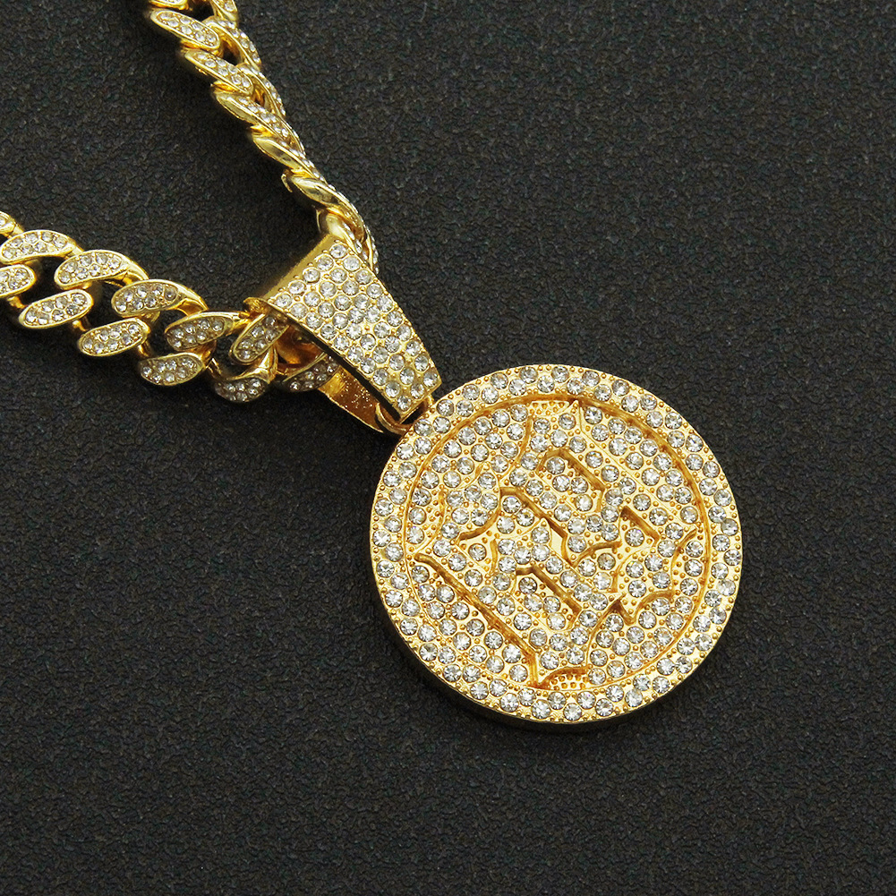 European and American full diamond threedimensional pendant Cuban chain necklace wholesalepicture4
