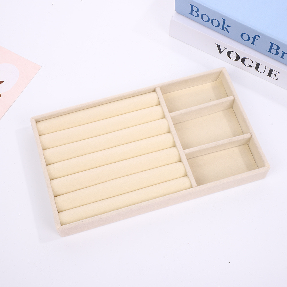 Velvet beige [3+1 grid tray]; [velvet tray 21*12.5*2.5cm]