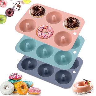 6-Piece Donut Silicone Mold Silicone Donut Macaron Color Cookie Circle Baking Tool