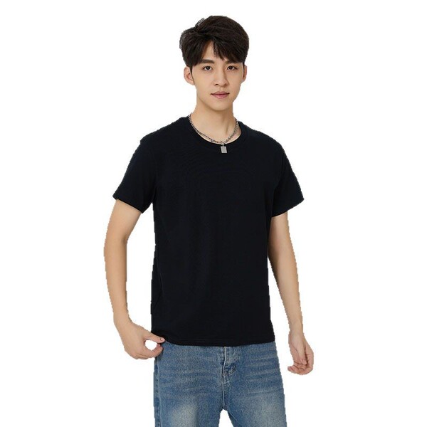 Summer cotton solid base body-friendly white short sleeve T-shirt