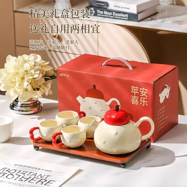 Ceramic Cup Tea Set Household High-End Teacup Teapot Housewarming Gift Box Newlywed Wedding Water Cup Set