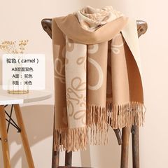 高品質カシミア感触スカーフ秋冬ライトラグジュアリースタイル厚く暖かいネックプロテクションロング両面スカーフショールトレンディ