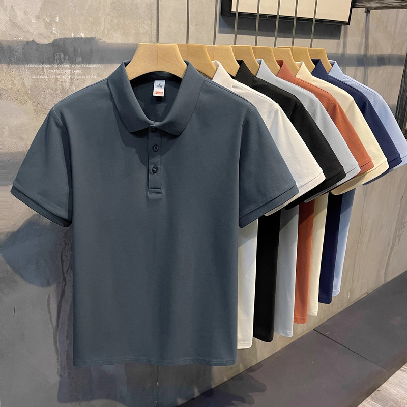 Summer New Style Pique Cotton Polo Shirt with Collar, Men's Short-Sleeve T-Shirt, Business Workwear, Foreign Trade Cross-Border Wholesale Summer New Style Pique Cotton Polo Shirt with Collar, Men's Short-Sleeve T-Shirt, Business Workwear, Foreign Trade Cross-Border Wholesale