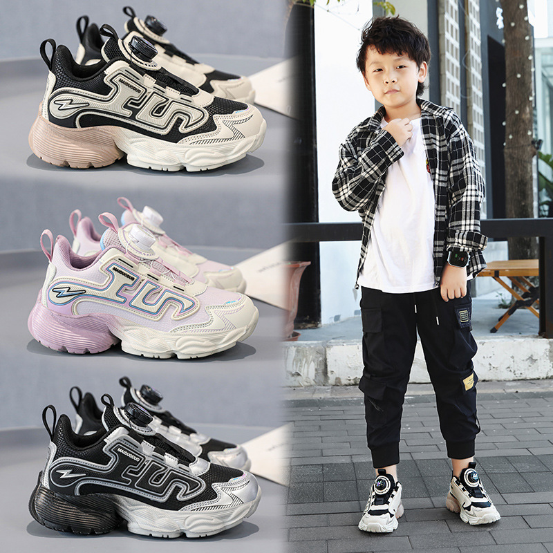 Baskets d'automne pour garçons, chaussures de course respirantes à boutons en cuir pour enfants, chaussures de course pour papa et fille, nouvelle collection 2023_voghion.com