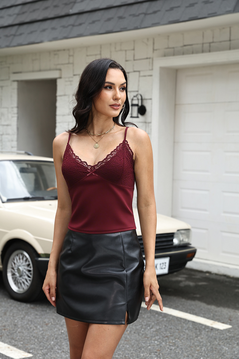 European And American Women's Fashion 2026 Summer New Sexy Hot Girl Style V-neck Polka Dot Print Camisole Top_ecoleips.com