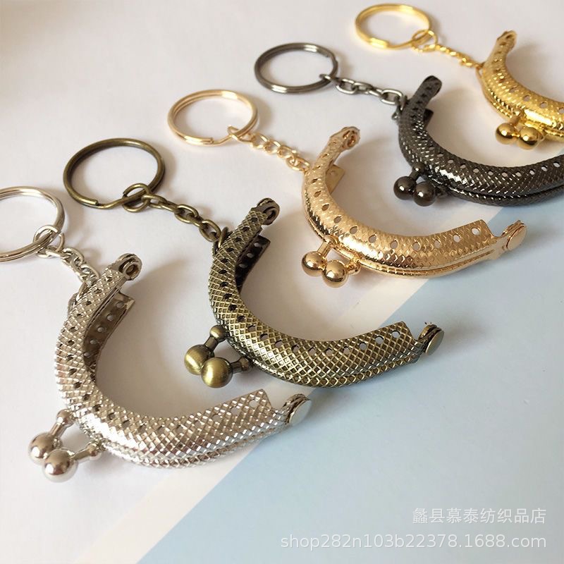 Llavero Metálico Semicircular de 5cm al por Mayor con 14/20 Agujeros, Accesorios para Monederos Hechos a Mano con Fieltro de Lana, Diseño a Cuadros.