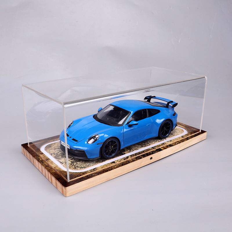 1/18 car model storage box hot bending integrated transparent acrylic display box with light bottom model storage box