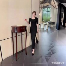 连衣裙春夏莫代尔中袖御姐修身显瘦优雅简约时尚百搭通勤时尚性感