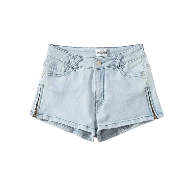 Denim Shorts Women's Design Sense Niche Spice Girls Side Zipper Slim-Fit Stretch All-Match Washed Hip Hot Pants Trendy Denim Shorts Women's Design Sense Niche Spice Girls Side Zipper Slim-Fit Stretch All-Match Washed Hip Hot Pants Trendy